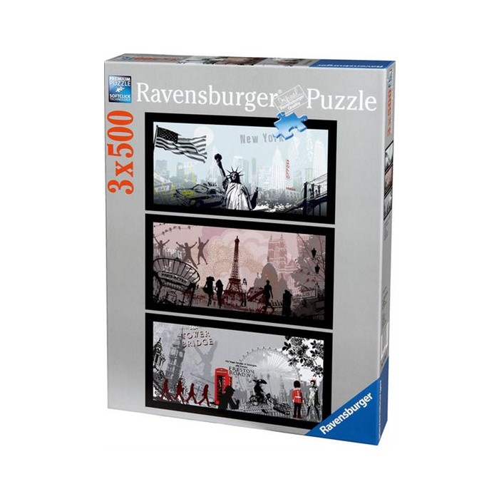 Ravensburger 3x500 Parça Puzzle Şehir ve Sanat