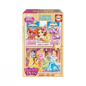 Educa 2x50 Parça Ahşap Puzzle Disney - Palace Pets