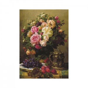 Gold 1000 Parça Puzzle Güller, Üzüm ve Erik Tabağı